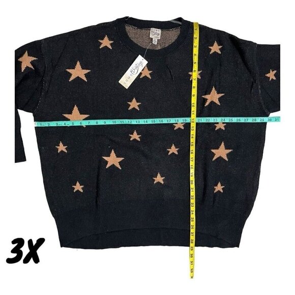 Como Vintage Black Pullover Star Design Sweater NWT Plus Sizes - Picture 13 of 13